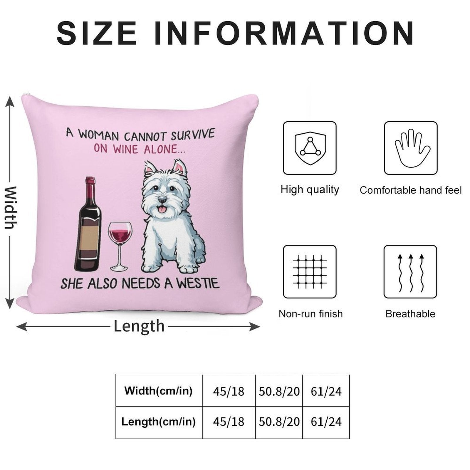 Westie And Wine Funny Dog Soft Decorative Cover Throw Pillow
