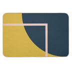 Abstract Geometric Minimalist Navy Blue, Mustard Yellow, And Blush Pink  Long-Lasting Bath Mat