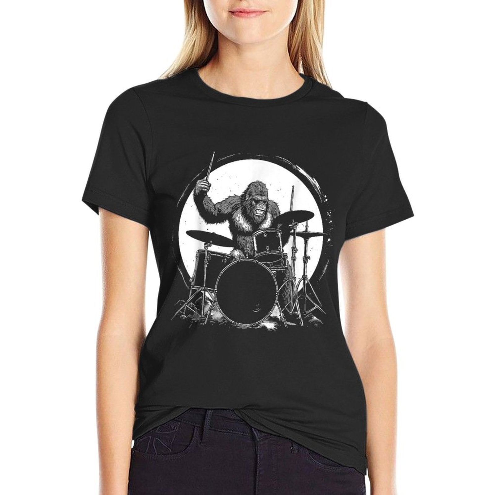 Drummer Bigfoot Playing Drums Funny Sasquatch Drumming  Quick-drying T-Shirt