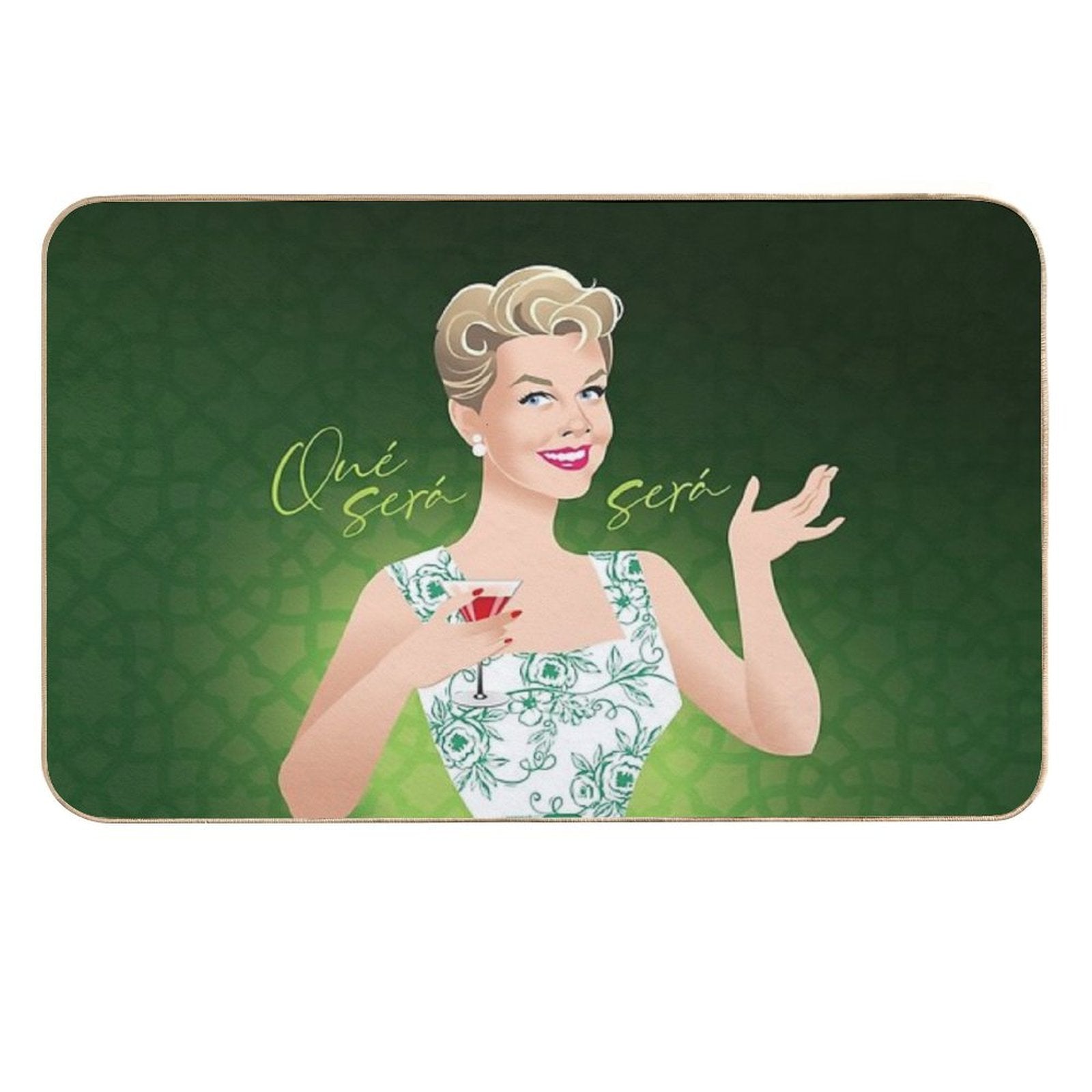 Green Flowers  Dirt-Trapping Bath Mat