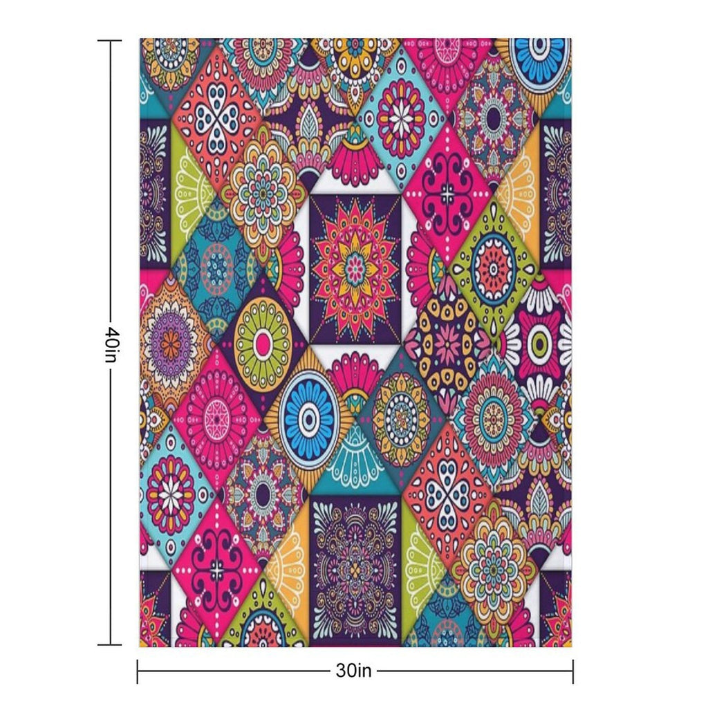 Ethnic  Hippie Pattern Patchwork Quilt African Geometric Durable Throw Blanket