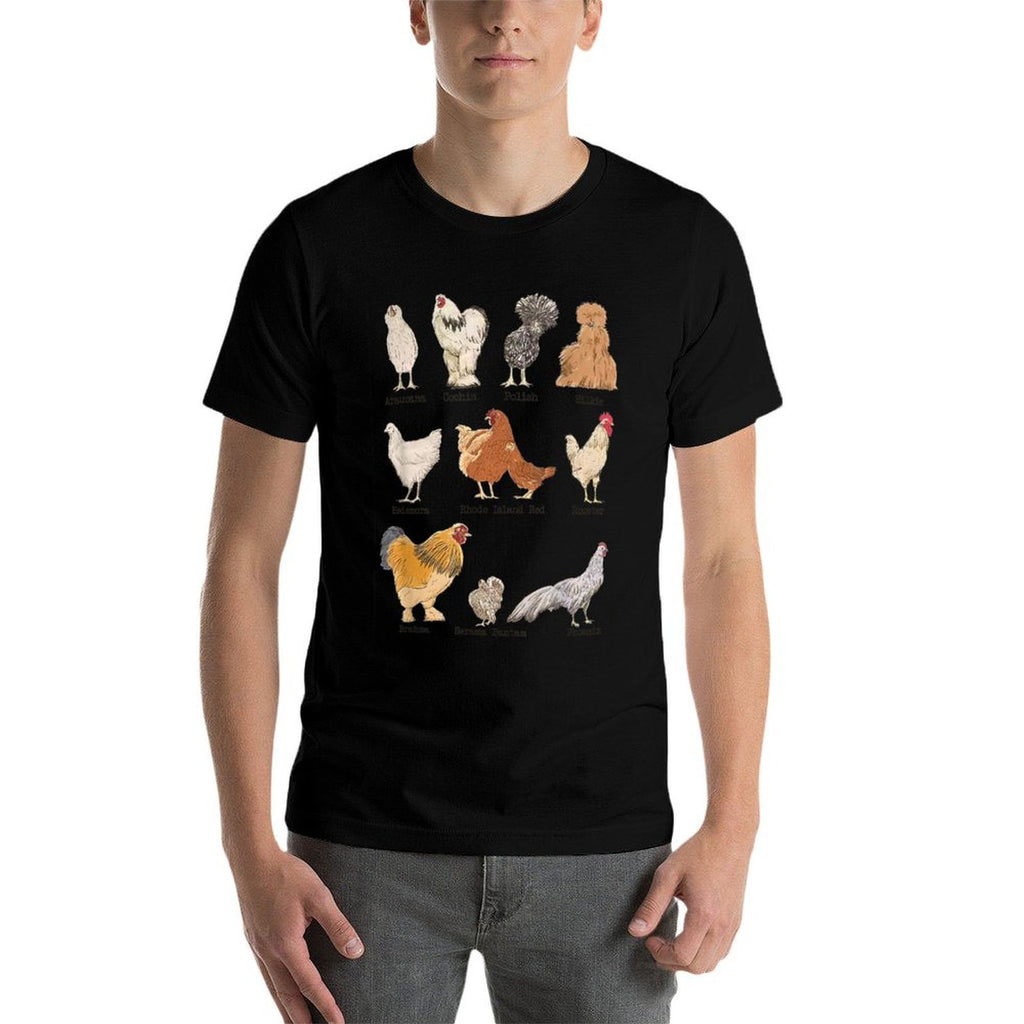 Vintage Chicken Breeds Farm Animals Day Support Local Farmer  High-quality Stitching T-Shirt