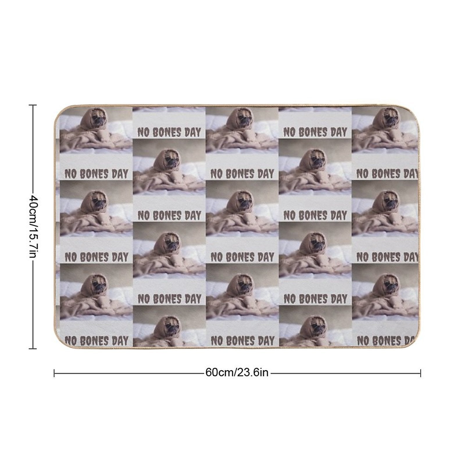 No Bones Day Pug  Repositionable Bath Mat