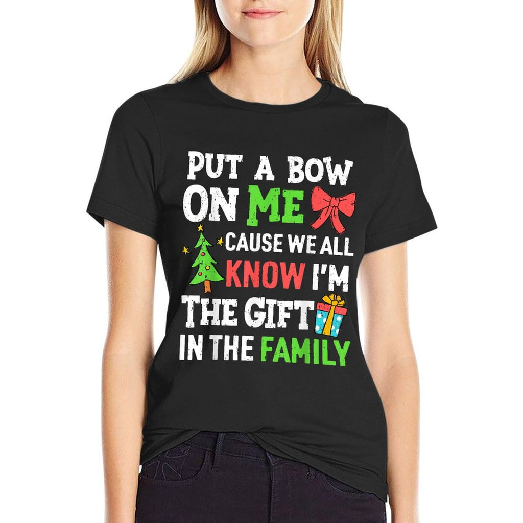 Funny Christmas Put A Bow On Me Christmas Kids Girls Boys  Cotton T-Shirt