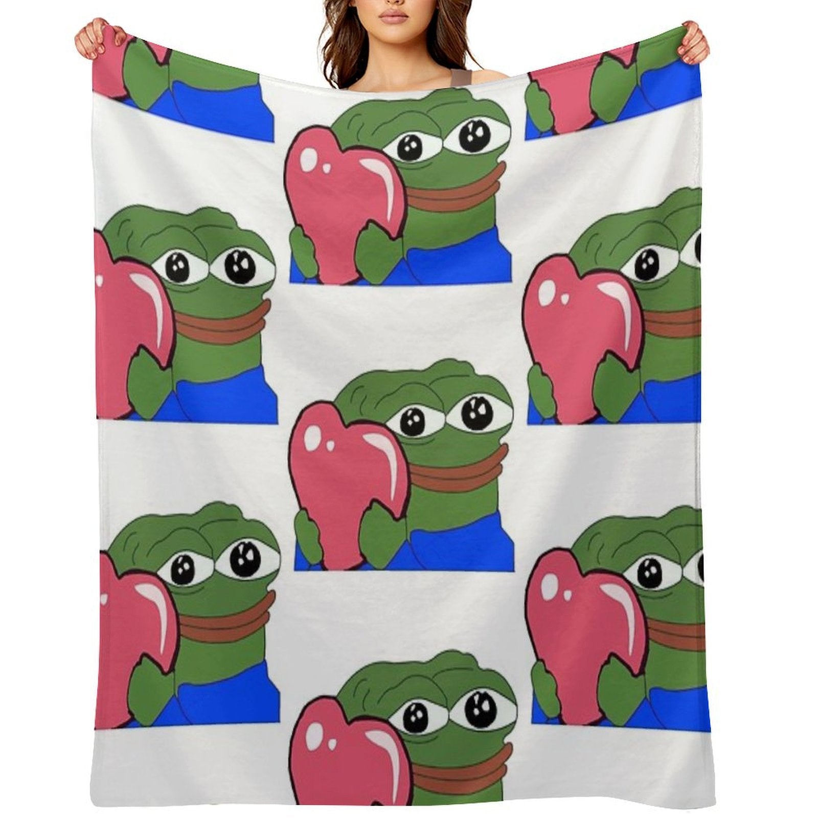 Peepo Heart Pepe Love Wrinkle-free Throw Blanket