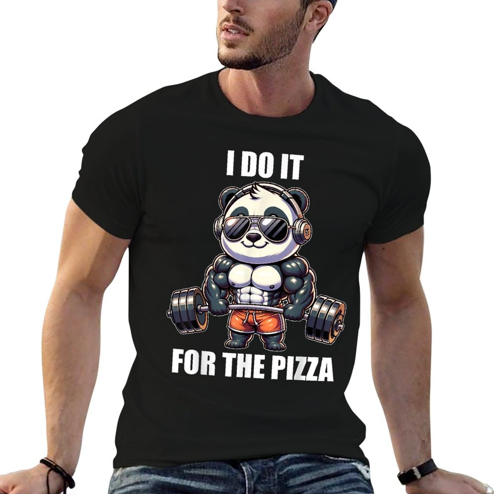 Panda Funny Gym Weightlifting Bodybuilder Fitness Workout  Tagless Design T-Shirt