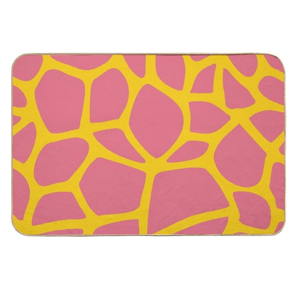 Giraffe Print - Lemon Yellow & Watermelon Pink  Odorless Bath Mat