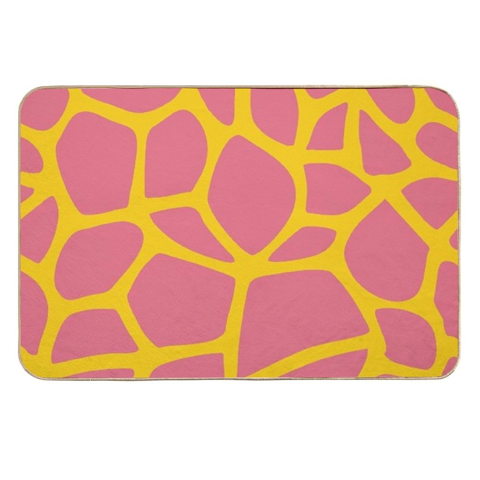 Giraffe Print - Lemon Yellow & Watermelon Pink  Odorless Bath Mat