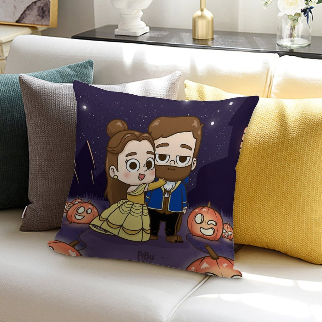 Pibu-beauty And Beast - Pibubear Soft Ultra-Soft Texture Throw Pillow