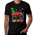 Kids Boys Monster Truck Christmas Tree Snowflakes Toddler  Breathable T-Shirt