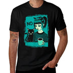 Dark At Heart Punk Goth Girl Says No With Cat And Coffee  Vintage-inspired T-Shirt