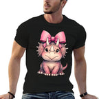 Coquette Bow Triceratops Dinosaur Pink Ribbon Mom Girl  Vintage-inspired T-Shirt