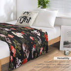 Skull And Floral Pattern Multi-functional Throw Blanket