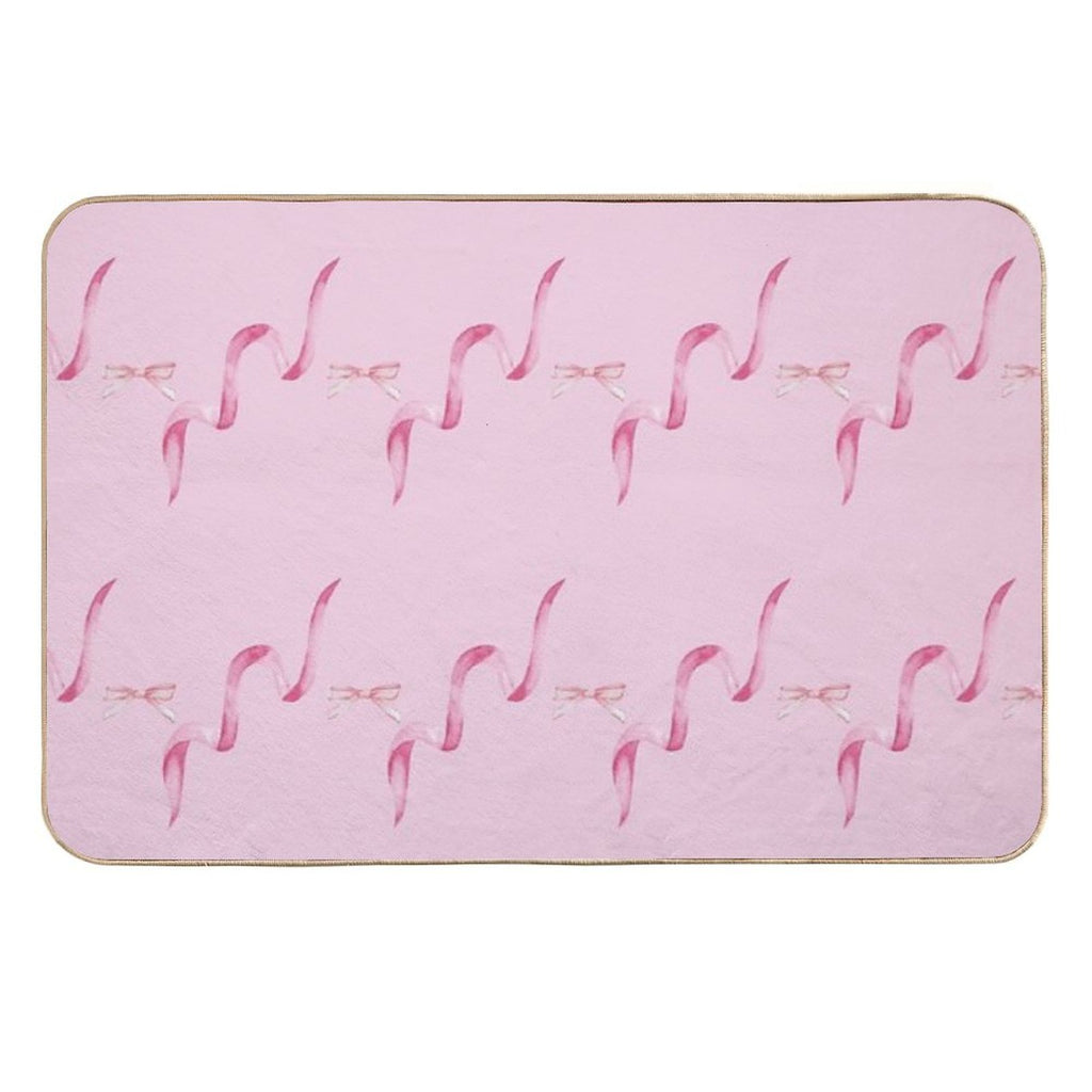 Pink Bows And Ribbons on A Pink Background  Eco-Friendly Bath Mat