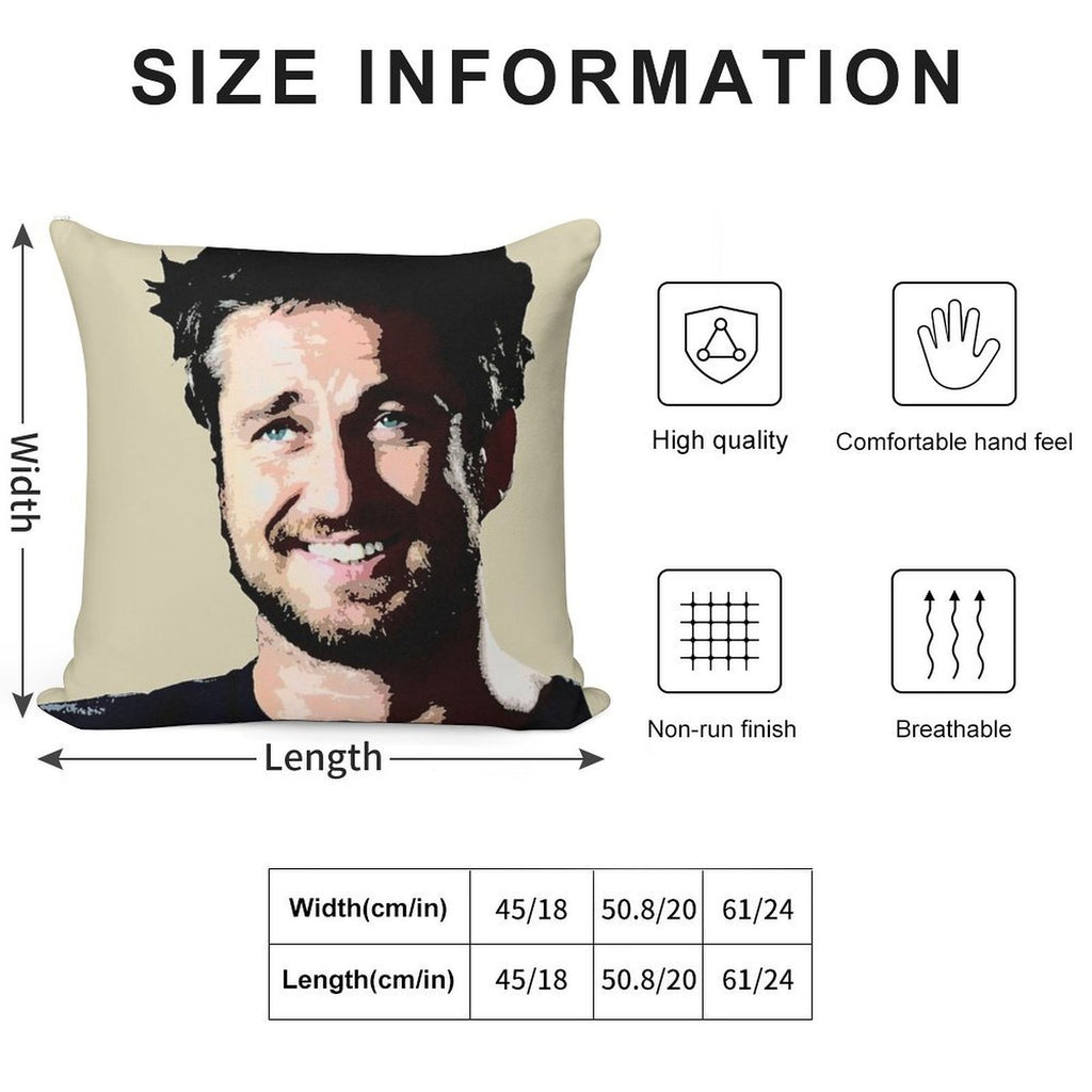 Gerard Butler Coloured Soft Reinforced Edging Throw Pillow