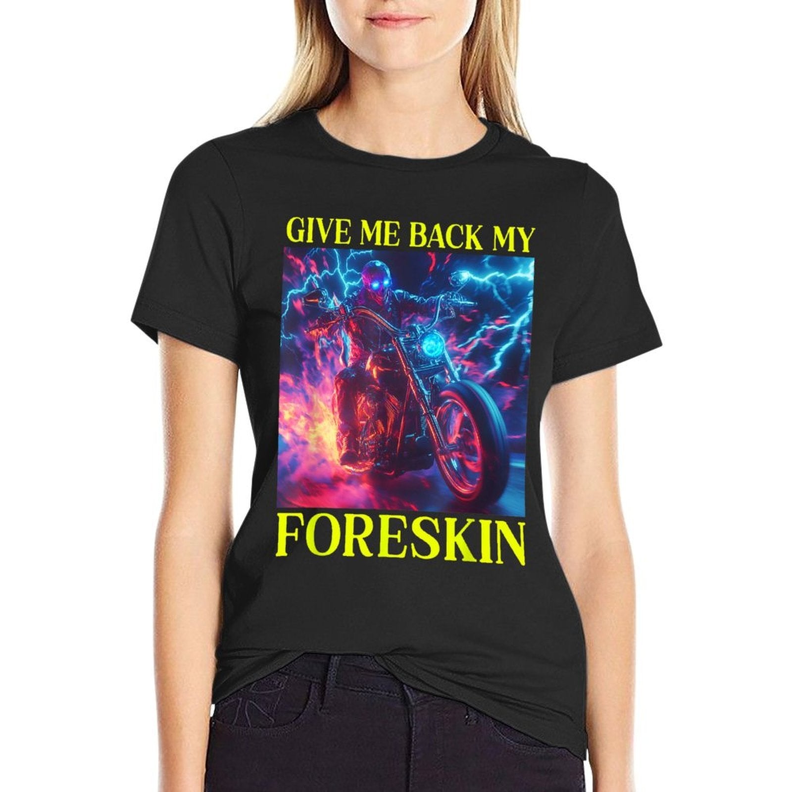 Give Me Back My Foreskin Funny Edgy Hard Skeleton Meme  Rolled Sleeves T-Shirt