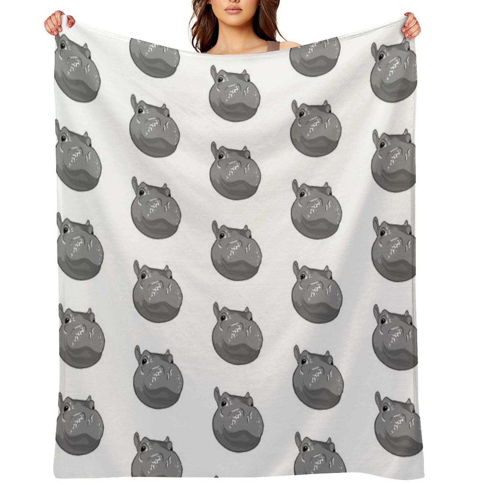 Hippo  Fiona  Cincinnati Zoo (white) Plush Throw Blanket