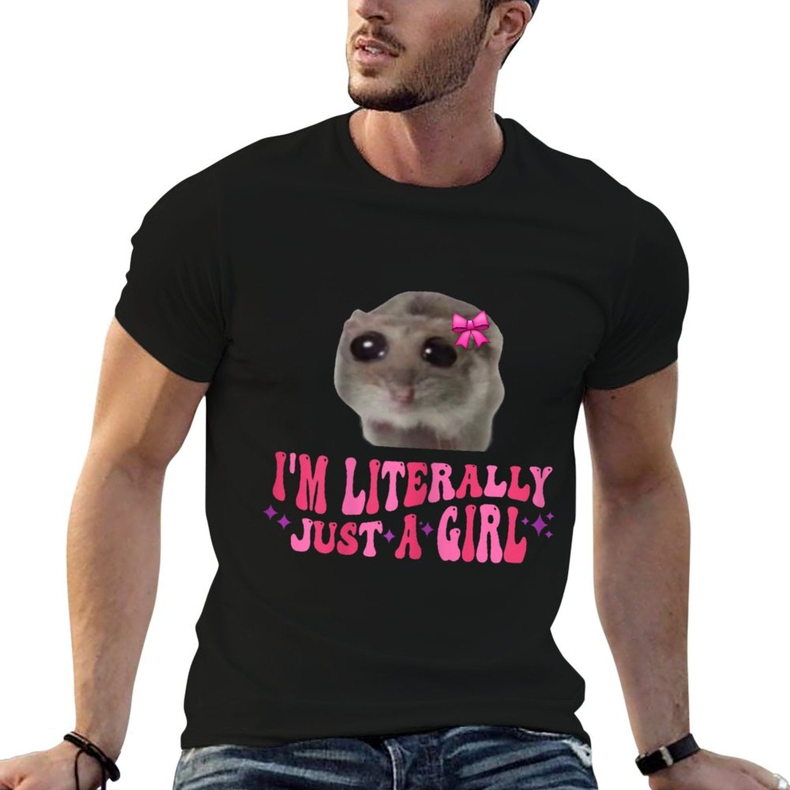 Funny Im Literally Just A Girl Sad Hamster Meme  Slim-fit Cut T-Shirt