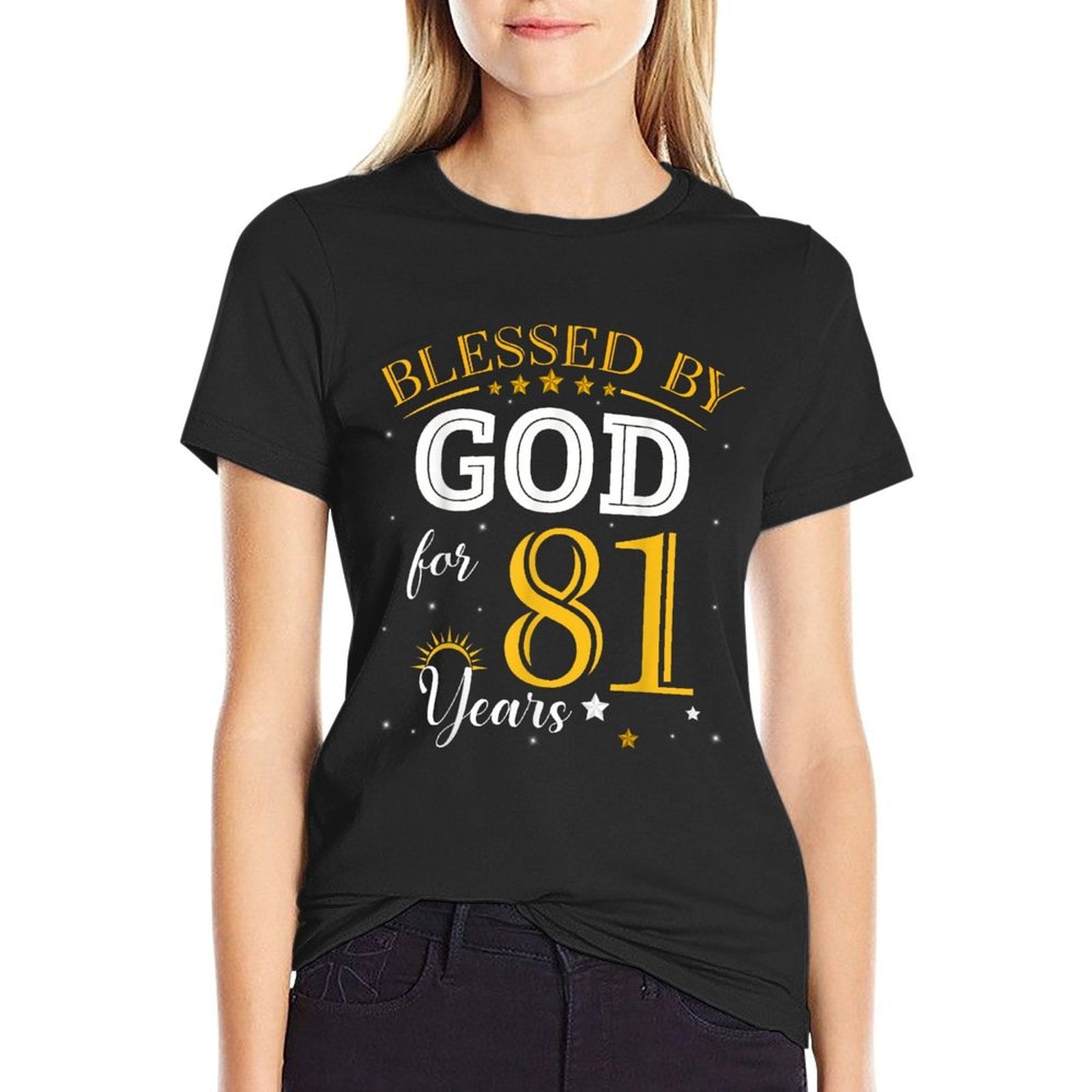 Vintage Blessed by God For 81 Years Old 81st Birthday Girl  Vintage-inspired T-Shirt