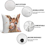 Cute Donkey Face Soft Washable Throw Pillow