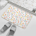 Colorful Summer Watercolor Floral Pattern - Artistic Blossoms Durable Bath Mat