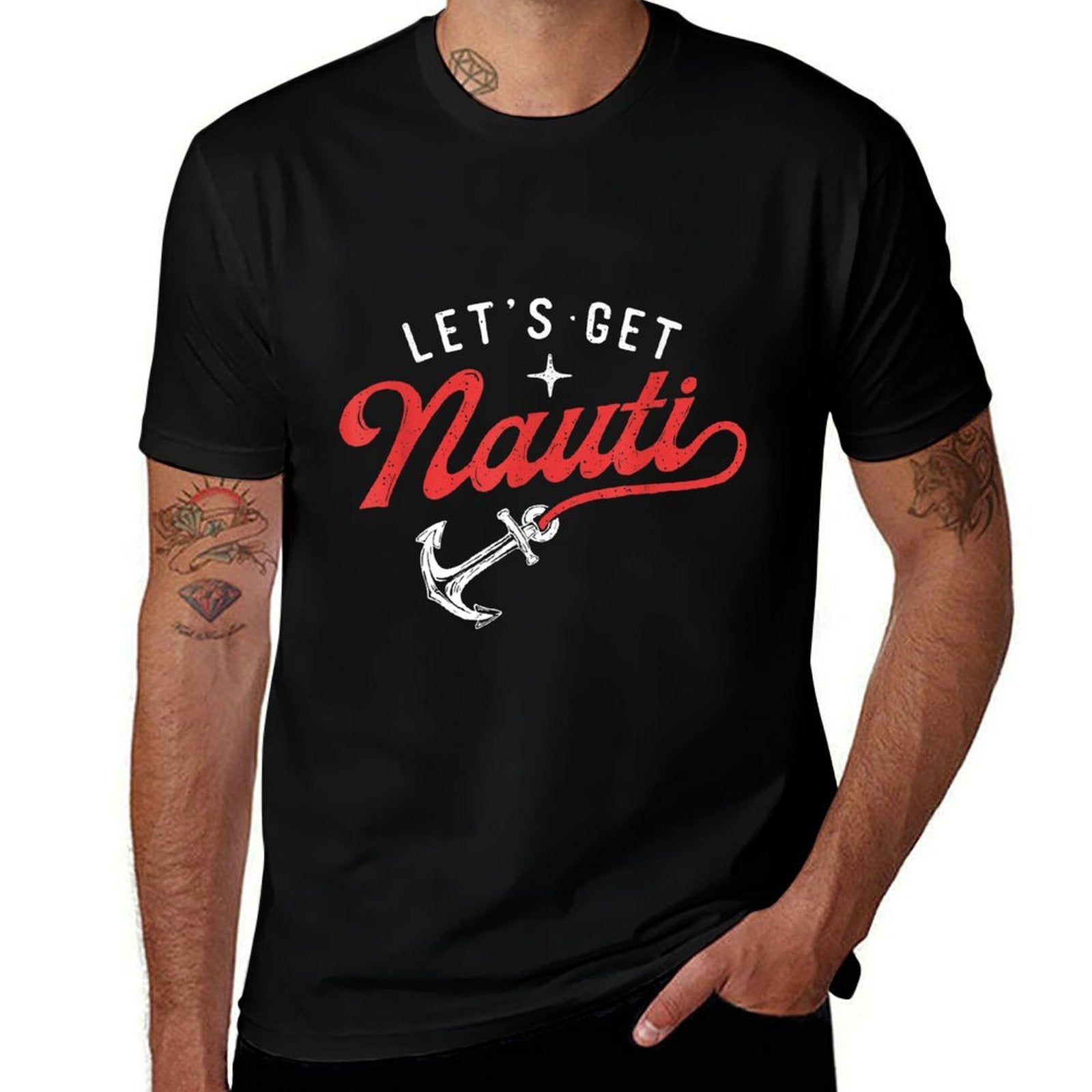 Lets Get Nauti - Boating Boat Lover Anchor Captain  Vintage-inspired T-Shirt