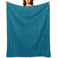 Teal  Blue Cable Knit Sweater Knitting Design Comfort Throw Blanket