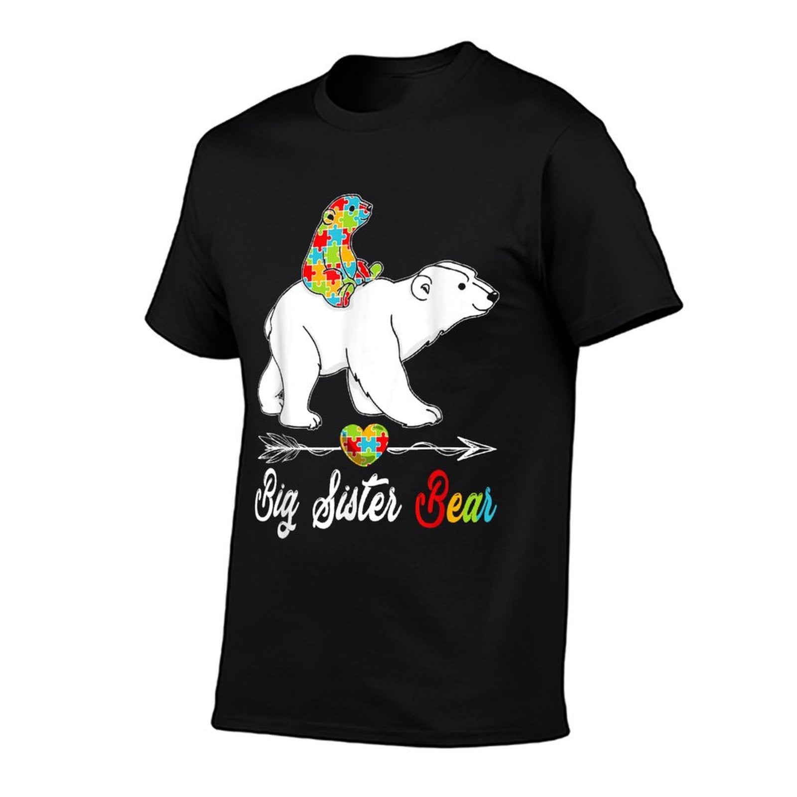 Cute Big Sister Bear Autism Awareness Autistic Family Lover  Graphic-printed T-Shirt