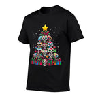 Skull Christmas Tree Funny Mexican Flower Sugar Skull Xmas  Slim-fit Cut T-Shirt