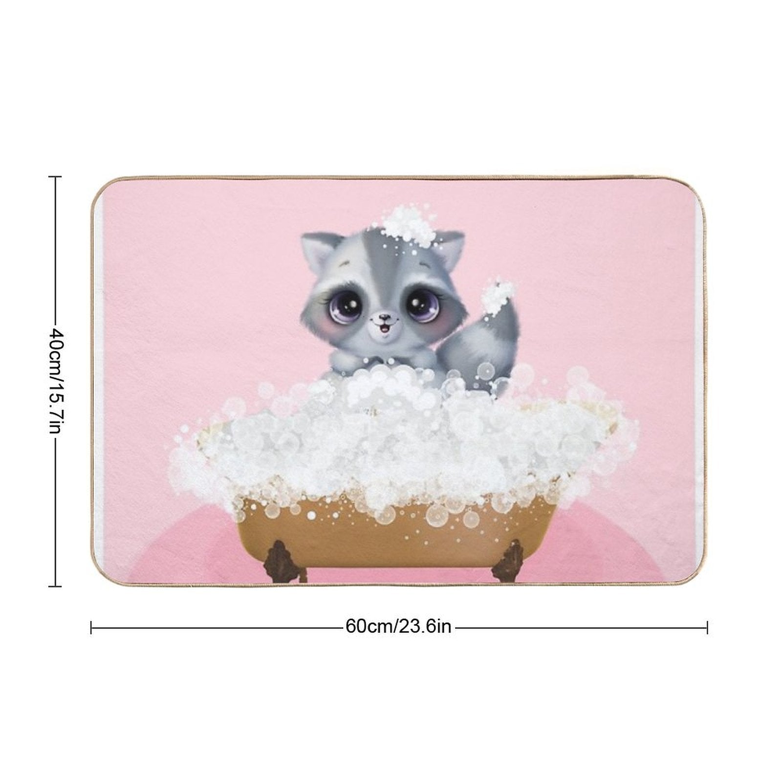 Cute Baby Raccoon in A Bathtub, Girls Bathroom Print, Baby Animals in Tub, Whimsy Animal, Kids Bathroom Art  Non-Slip Bath Mat