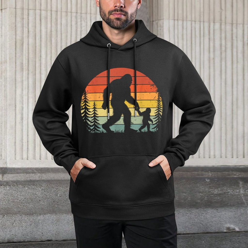 Retro Vintage Bigfoot Dad Fathers Day Father Son Matching Versatile Streetwear Hoodie