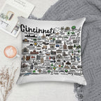Cincinnati Ohio Map Soft Skin-Friendly Throw Pillow