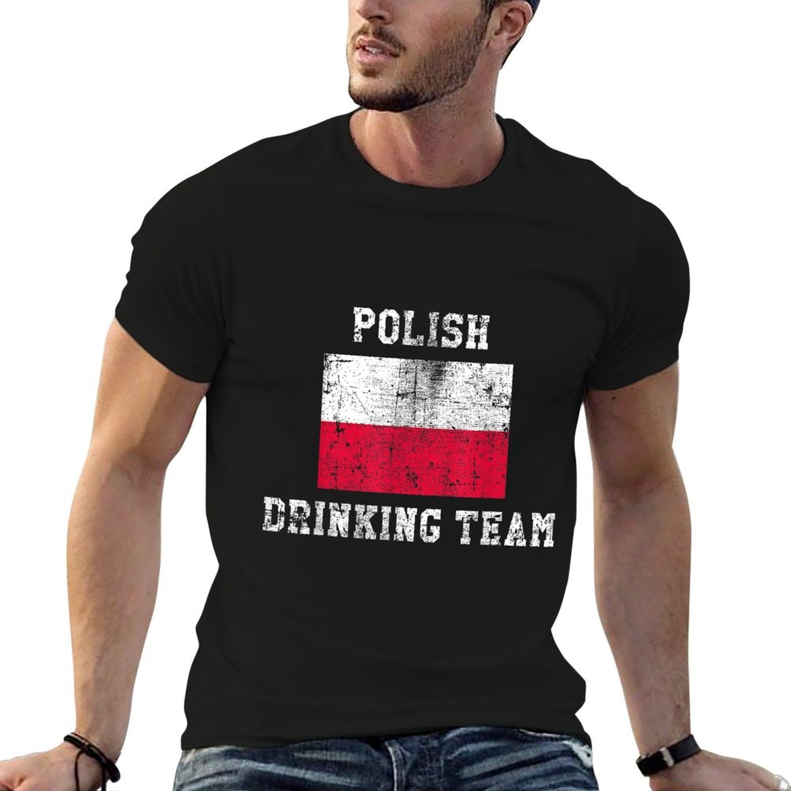 Polish Drinking Team Funny National Pride Gift  Oversized Silhouette T-Shirt