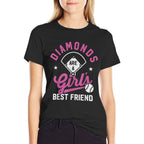 Diamonds Are A Girls Best Friend Baseball Softball  Tagless Design T-Shirt