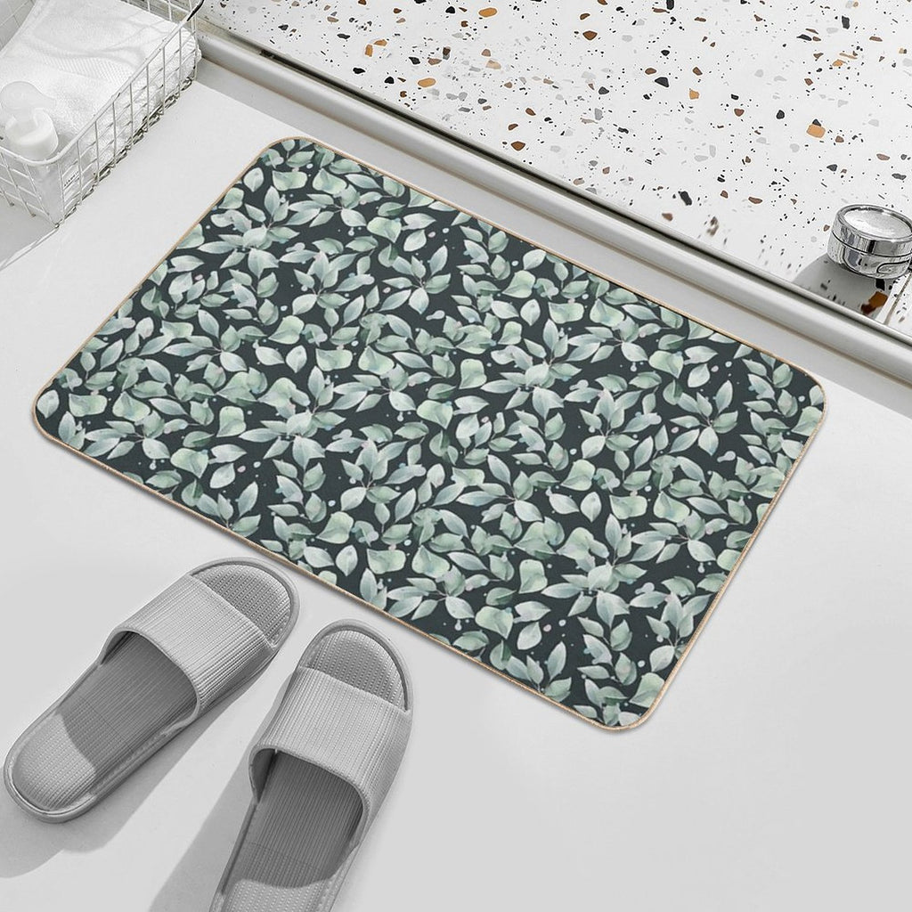 Eucalyptus Leaves Pattern. Botanical Seamless Illustration Is Good for Greeting Cards, Posters, Banners, Textile Print And Gift  Easy Maintenance Bath Mat