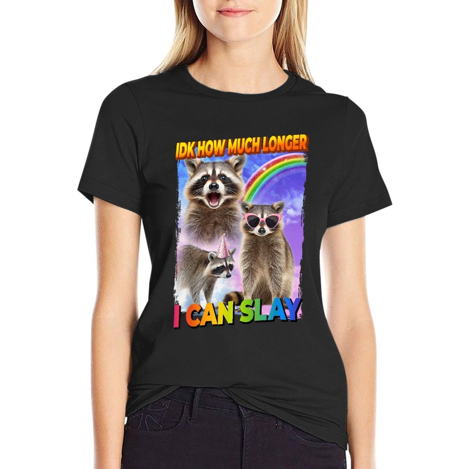 Idk How Much Longer I Can Slay Raccoon  Trendy Pattern T-Shirt