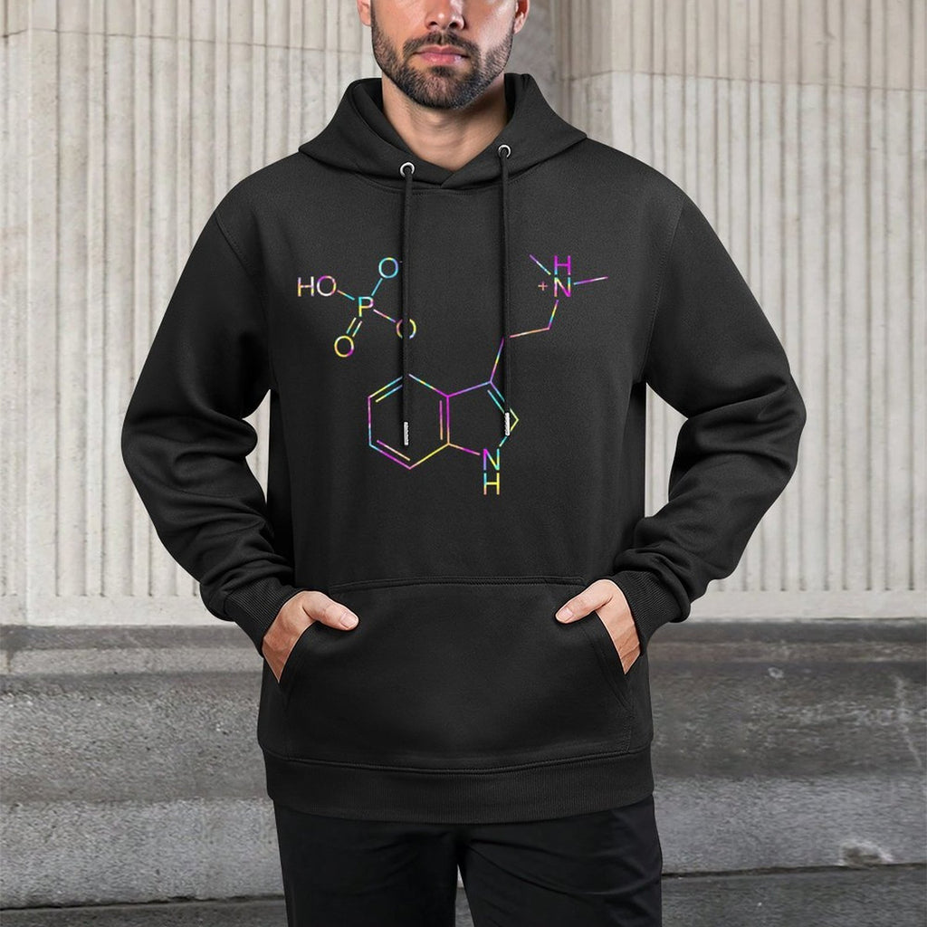 Psilocybin Molecule, Tie Dye, Mycology, Fungi, Mushrooms Relaxed Fit Hoodie