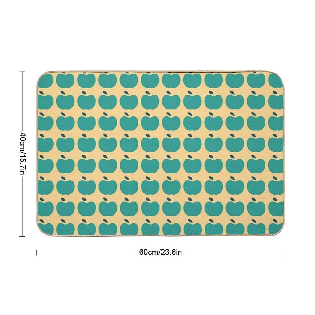 Green Apples  Edible Garden  Abstract Fruit Pattern  Easy Maintenance Bath Mat