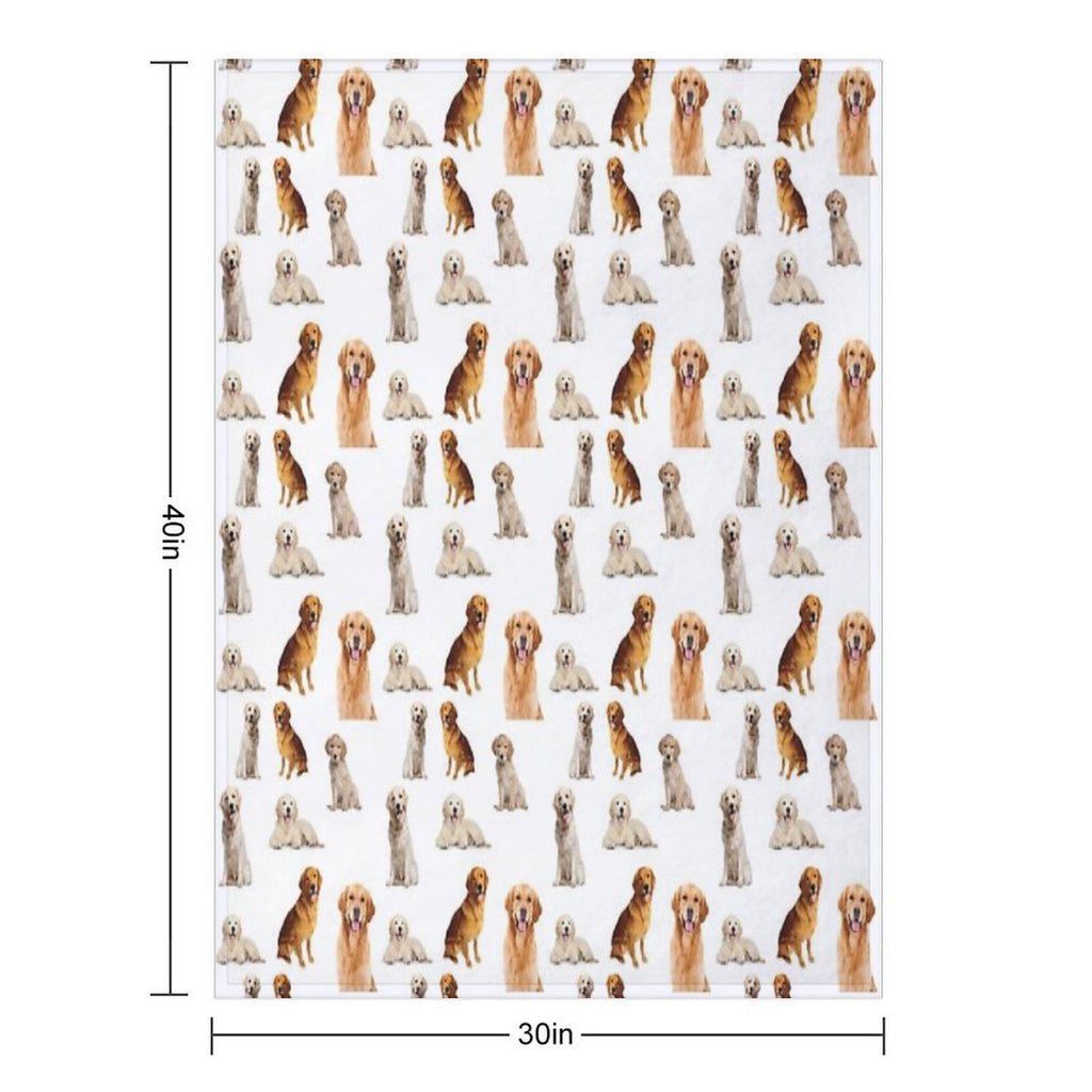 Golden Retrievers Seamless Pattern Anti-pilling Throw Blanket