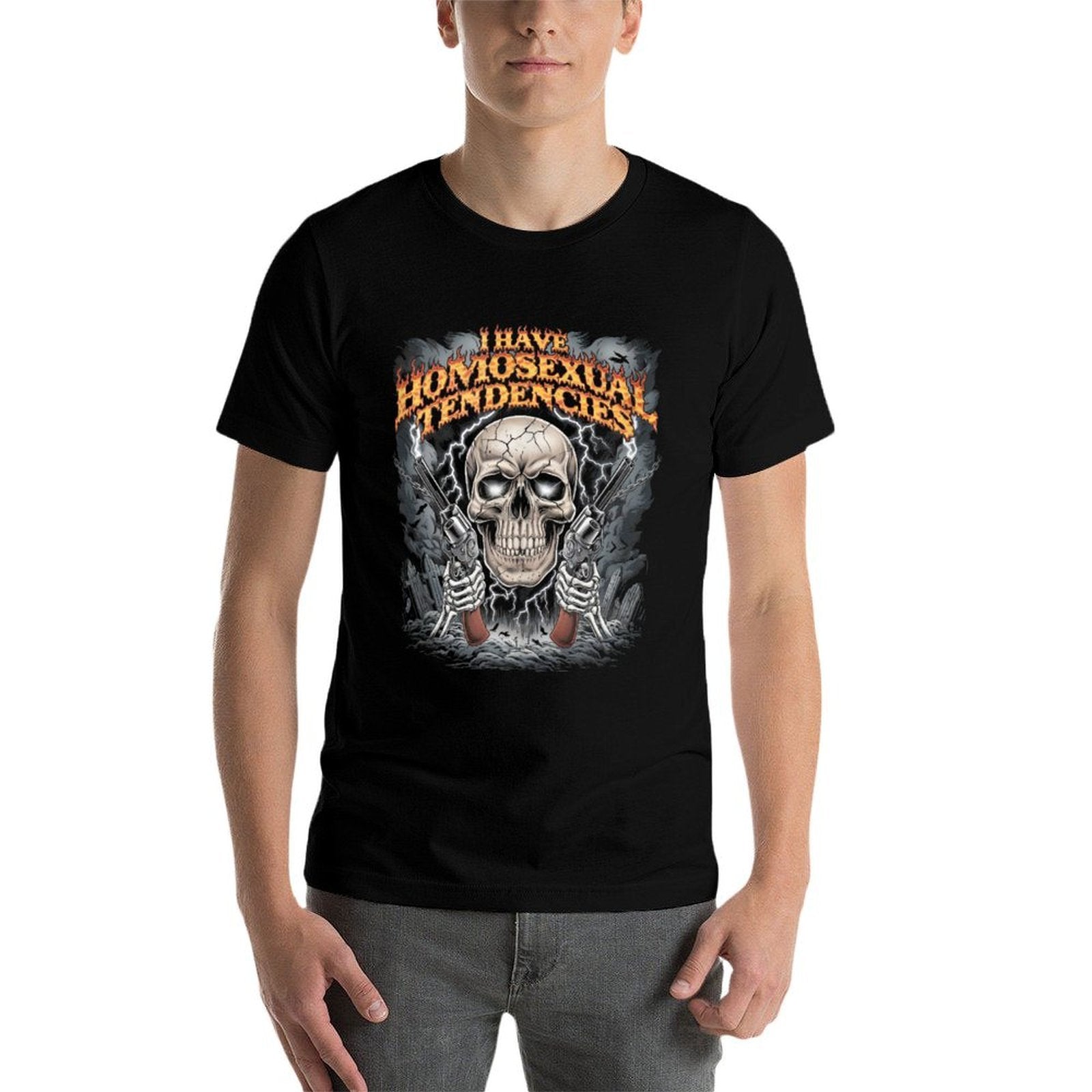 I Have Homosexual Tendencies Tshirt Men Funny Skeleton Meme  Summer-ready Fabric T-Shirt