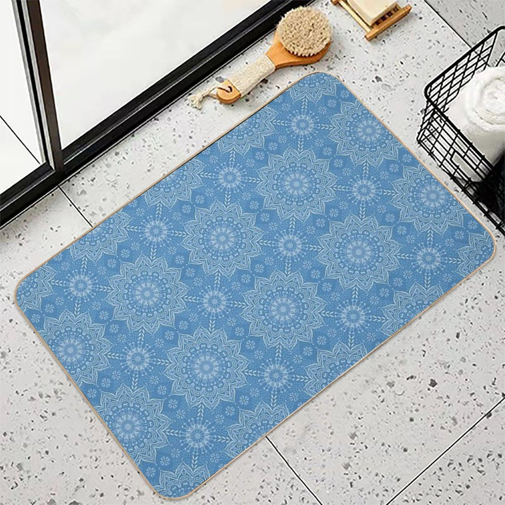 Boho Blue Elegant Mandala Pattern  Easy Maintenance Bath Mat