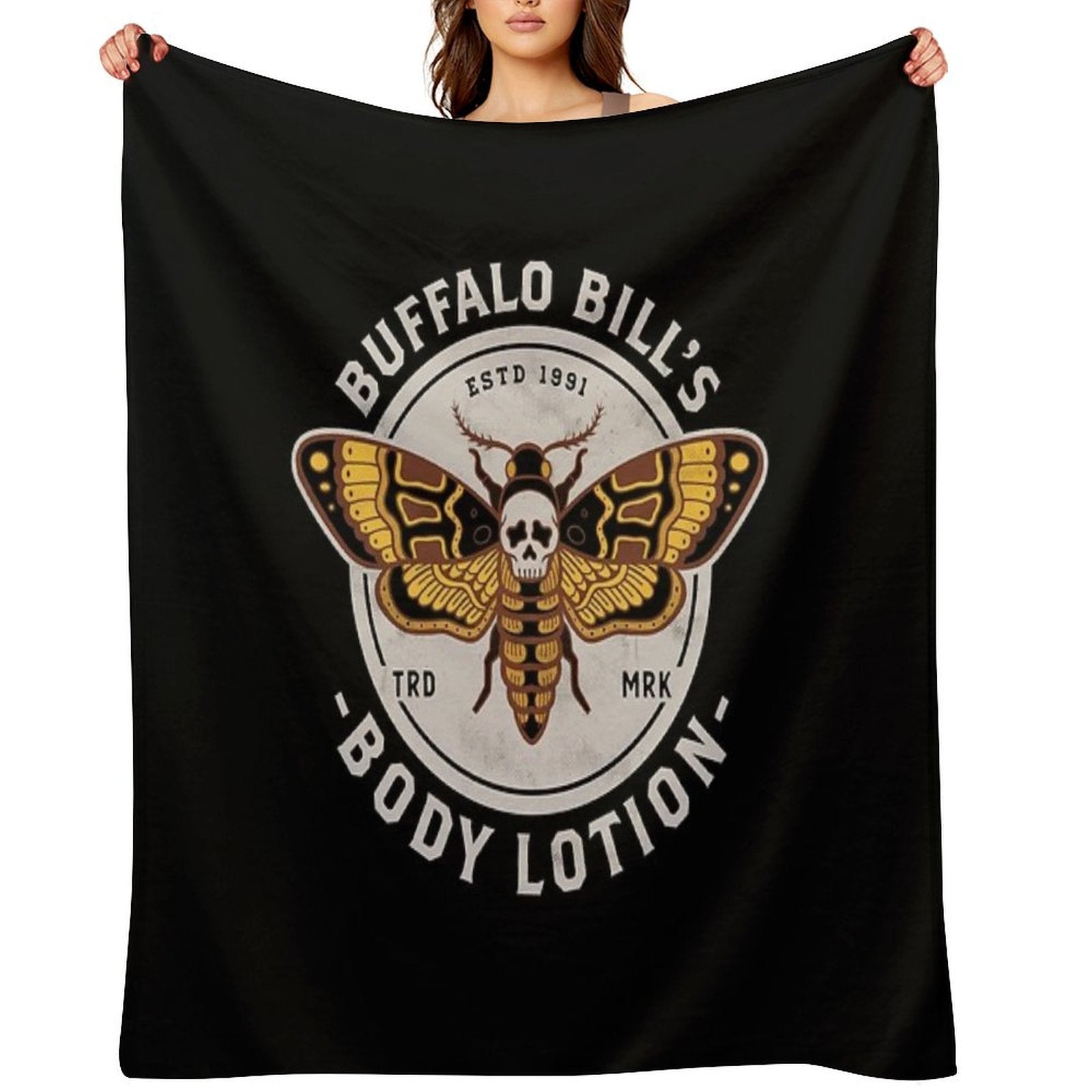 Buffalo Bill's Body Lotion - Death's Head Moth - Horror - Distressed Vintage Design Velvety-soft Throw Blanket
