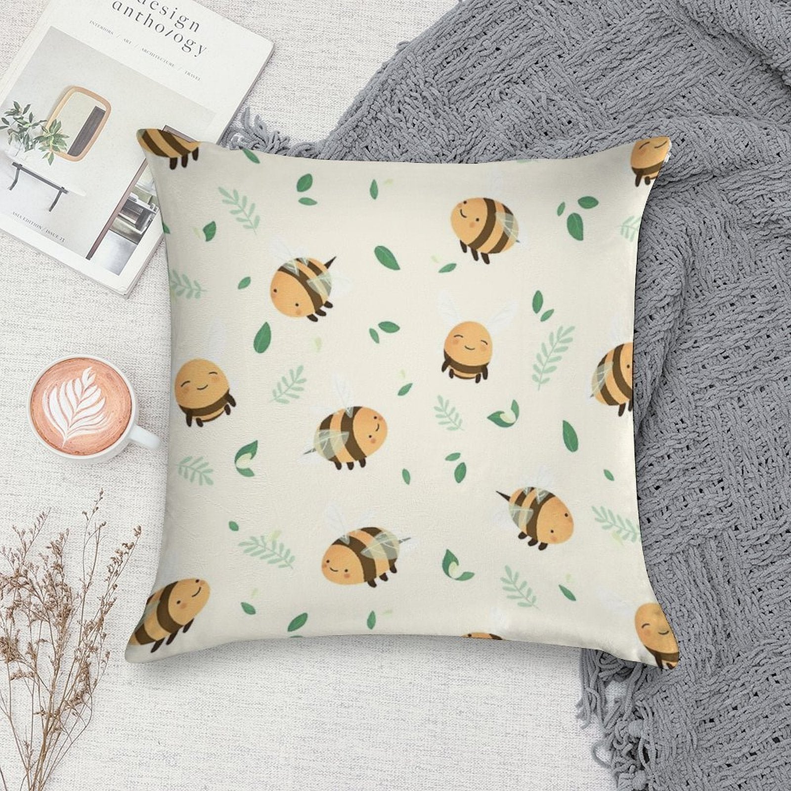 Lots of Bees Soft Shrink-Resistant Throw Pillow