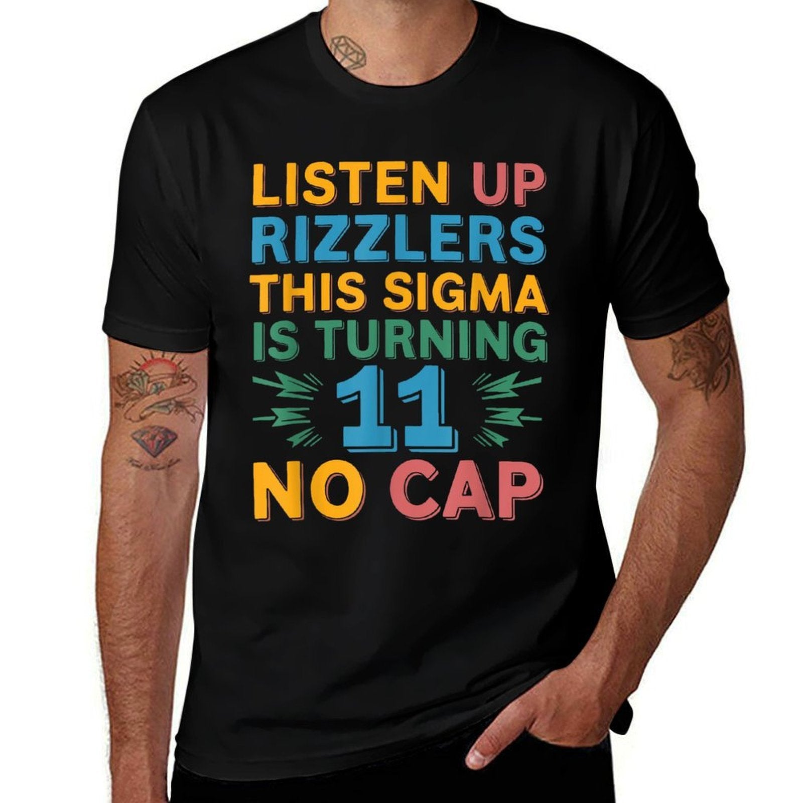 Listen Up Rizzlers This Sigma Is Turning 11 No Cap  Oversized Silhouette T-Shirt