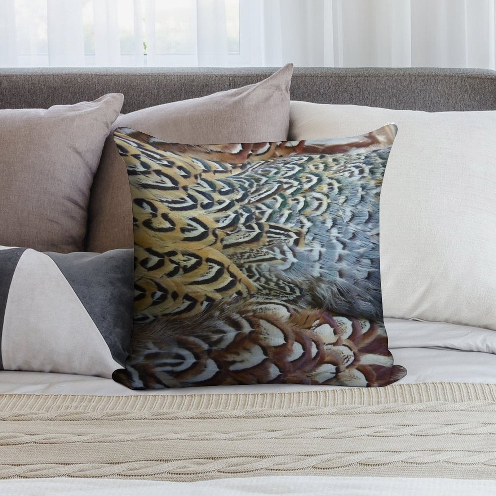 Pheasant Feathers Soft Ultra-Soft Texture Throw Pillow