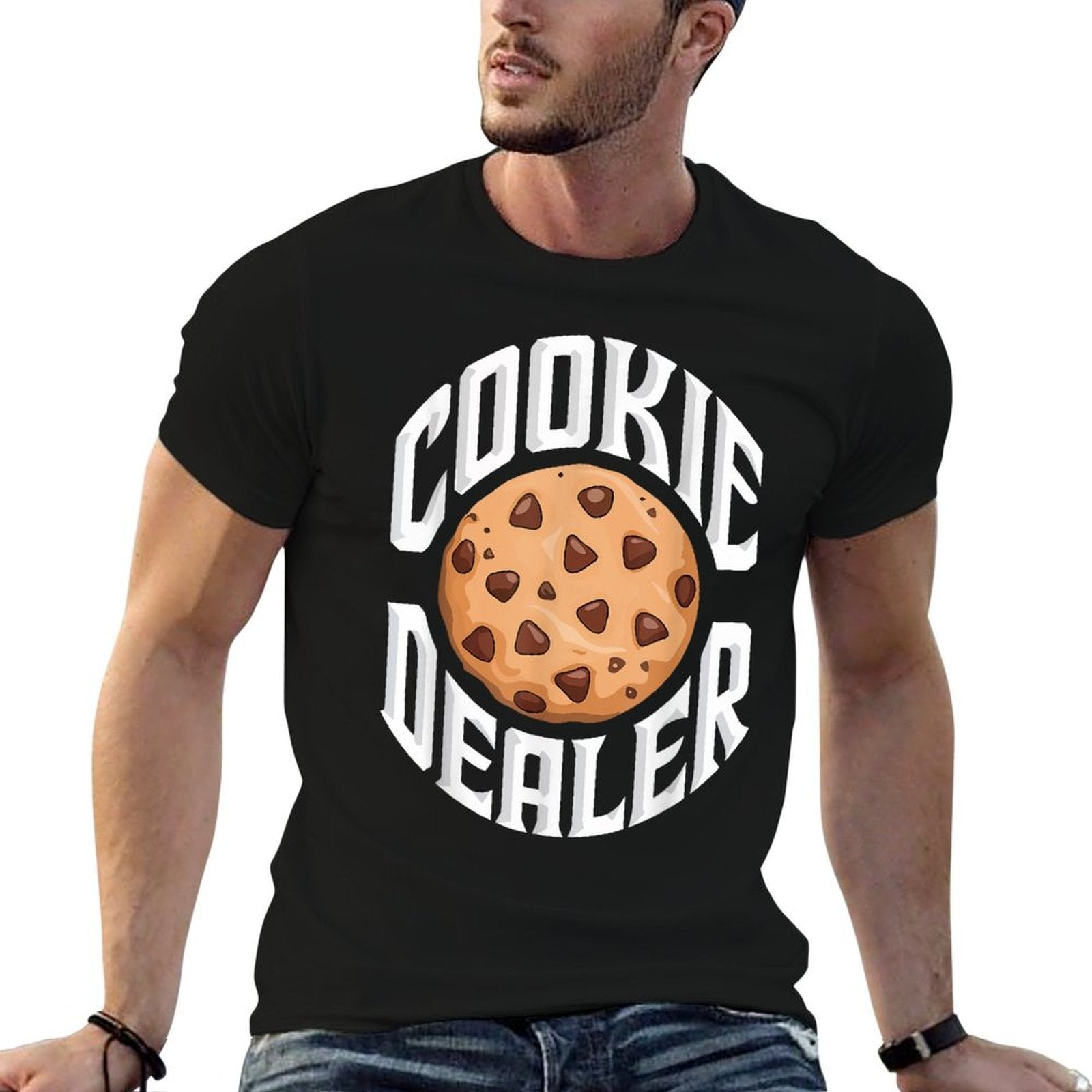 Cookie Dealer Funny Kids Men Women Cookie Baking Crew  Rolled Sleeves T-Shirt