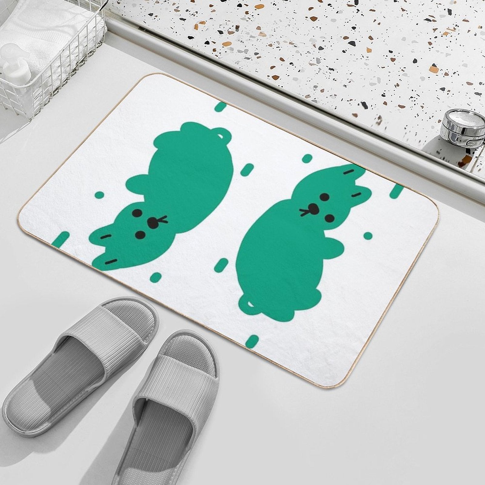 Cute Green Rabbit Rain  Stain-Proof Bath Mat