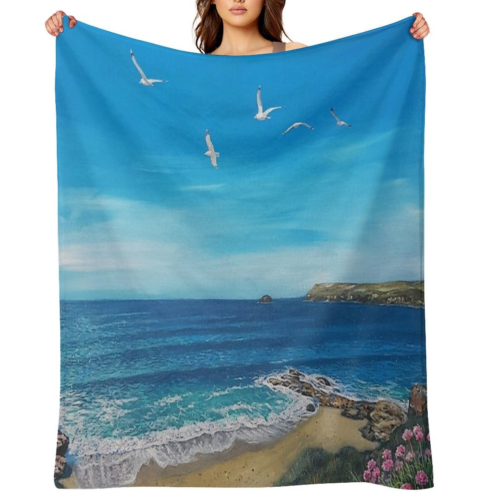 Summer at Polzeath Quick-dry Throw Blanket
