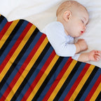 Retro Stripes Red Blue Yellow Black Pattern  Graphicly Pattern Premium Throw Blanket