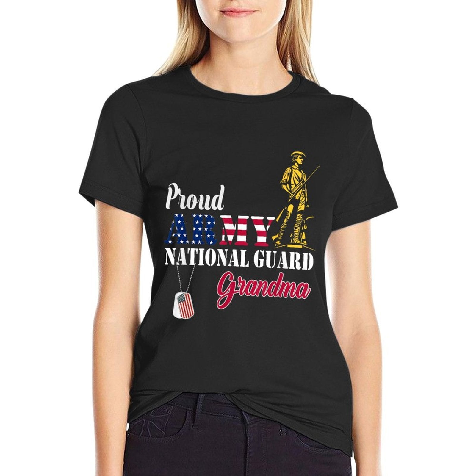 Proud National Guard Grandma Military Family Veterans Day  Graphic-printed T-Shirt